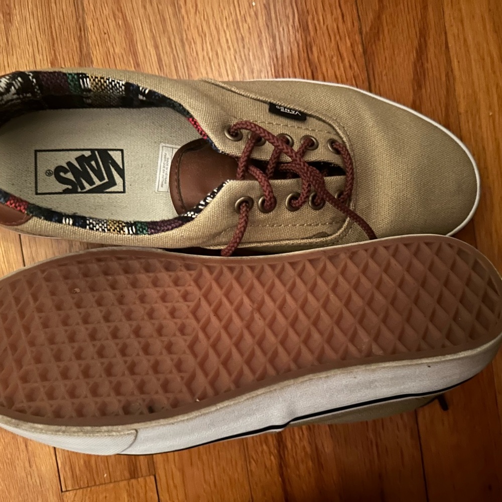 Beige & brown cotton material vans, never worn.